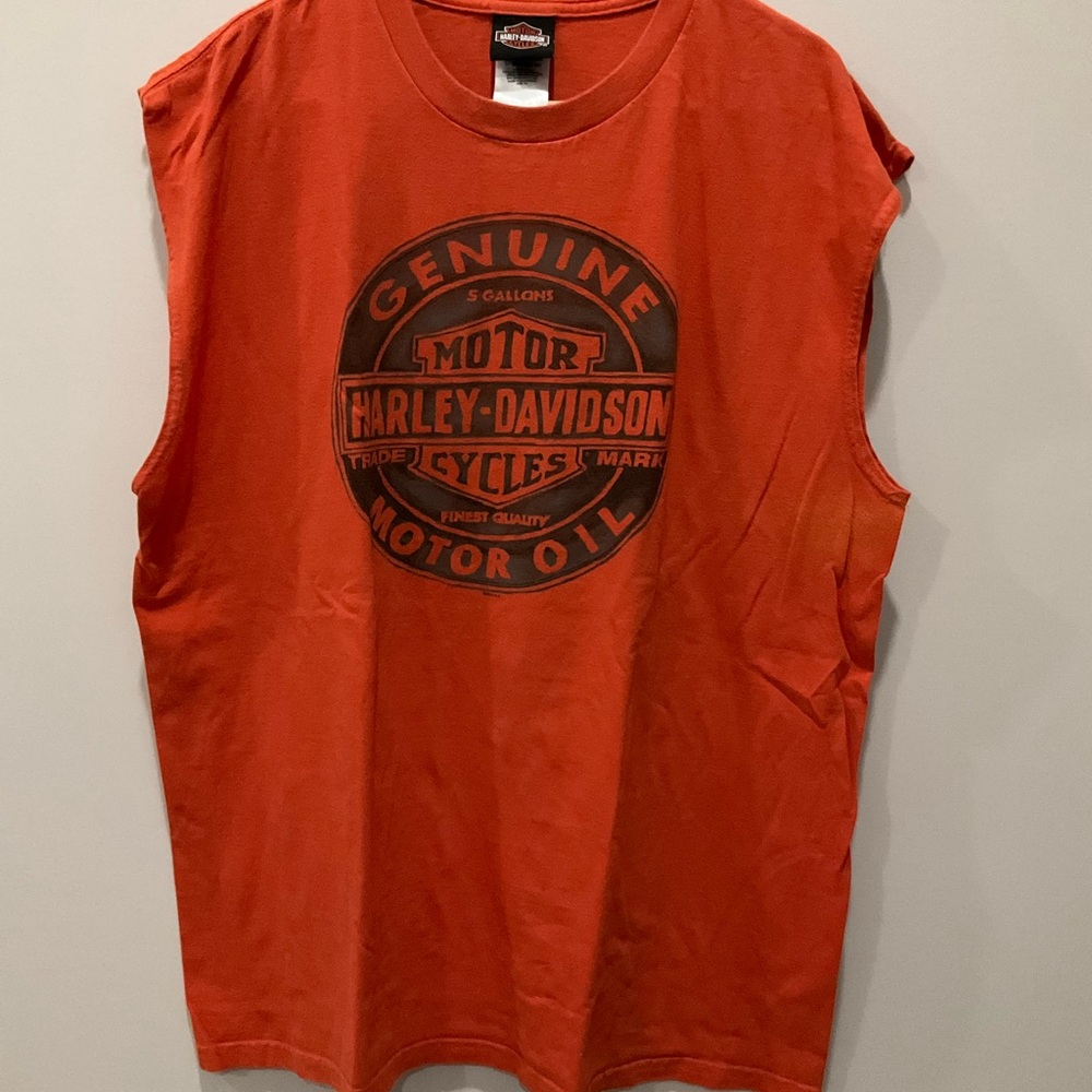 Harley-Davidson XL Orange Sleeveless Graphic Tee
